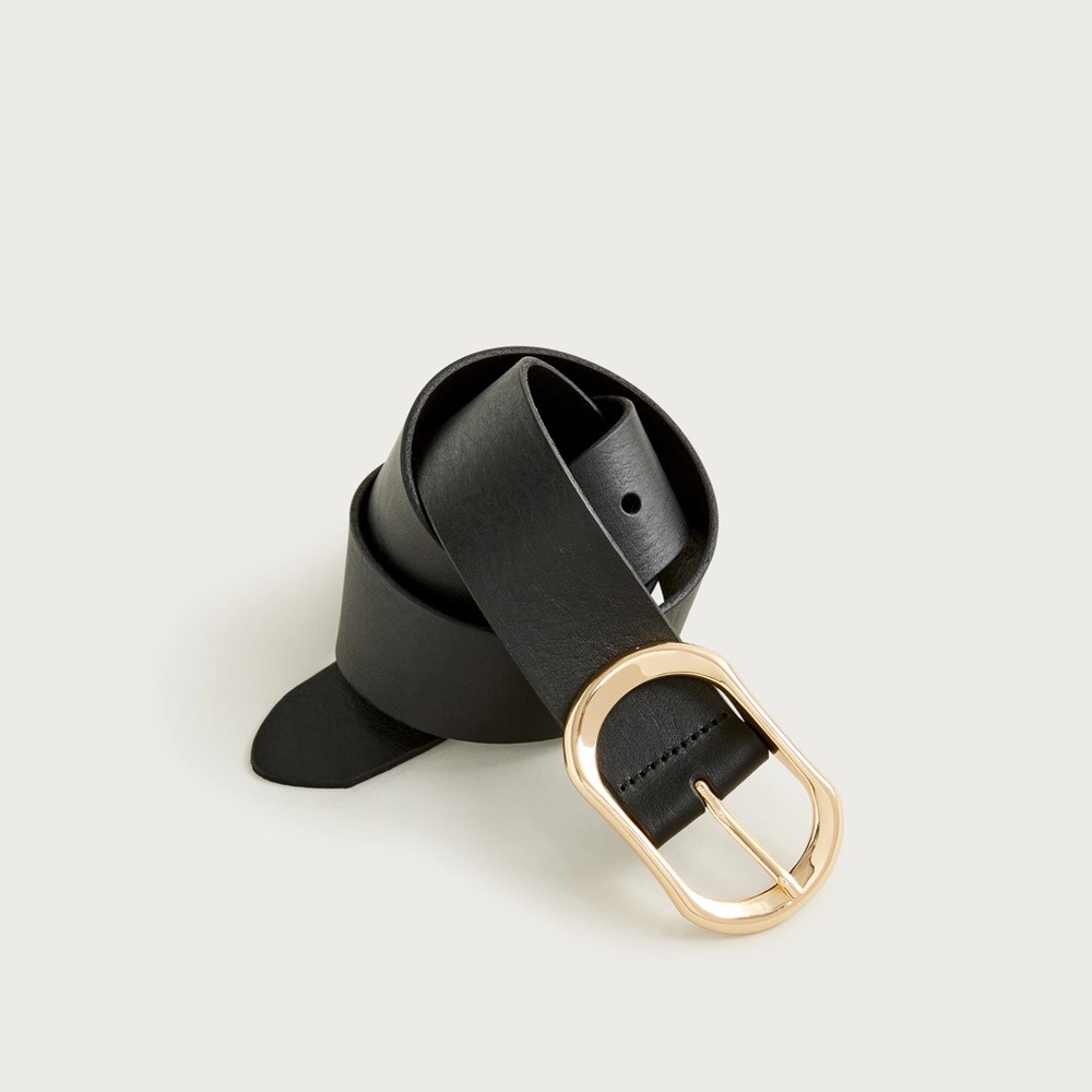 J. Crew Oval buckle belt in Italian leather black - Picture 3 of 9